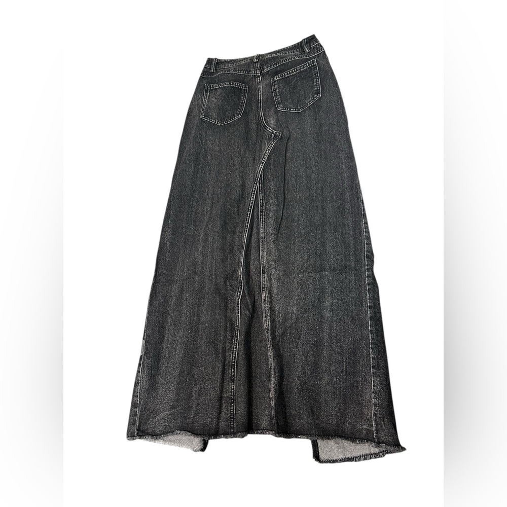 Dressed in Lala Maxi Black Denim Slit Skirt small Casual Fashion Slant NWT - Picture 6 of 10